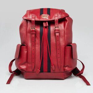 Gucci Red Leather Ophidia Medium Backpack Bag